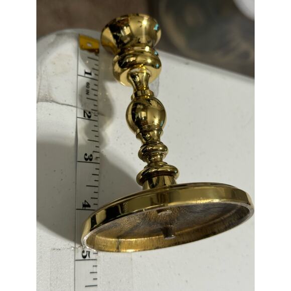 Vintage Heavy Brass 5" Candlesticks Tapers Set/ 2 - Picture 5 of 6